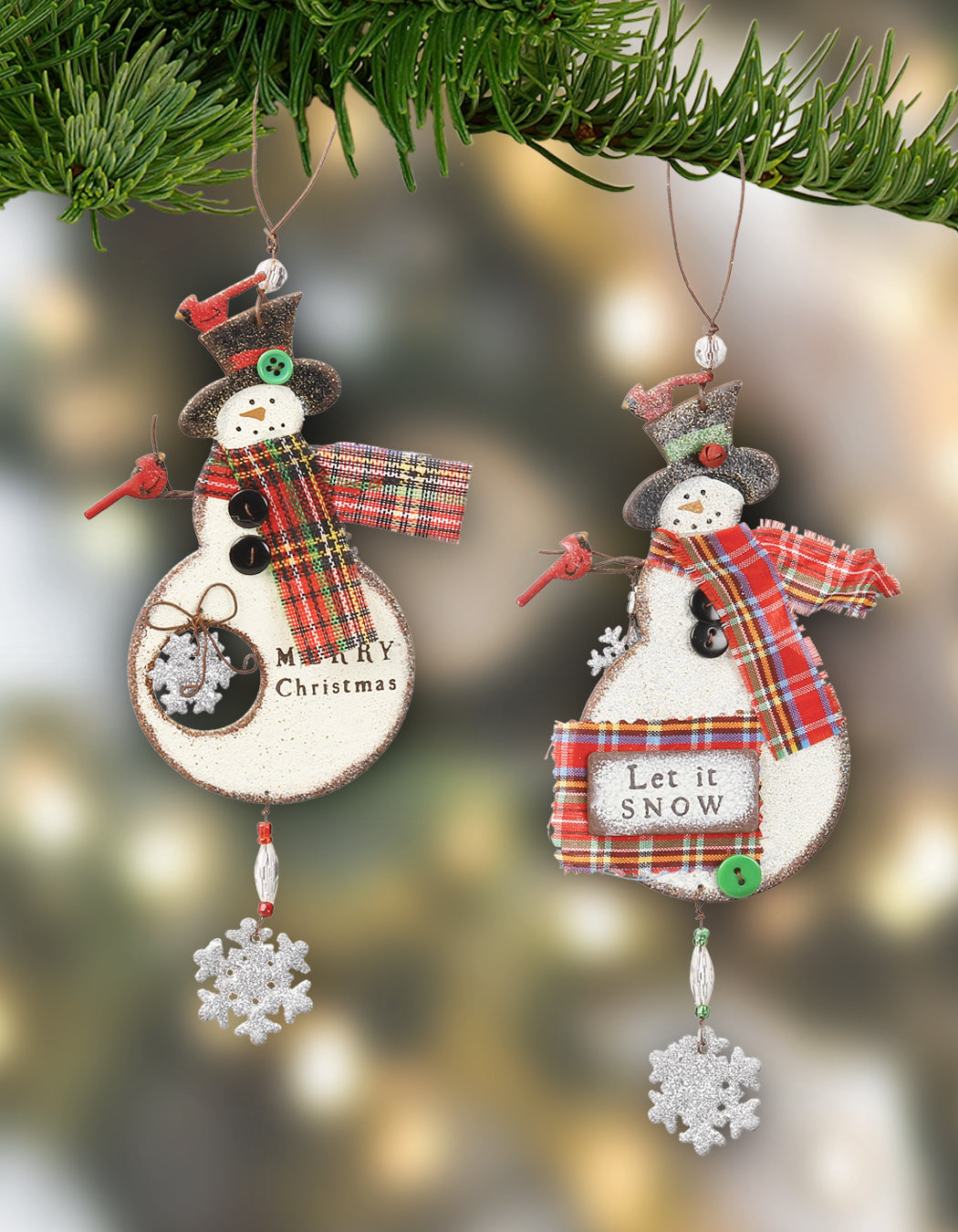 Rustic Northwoods Snowman Ornaments - Set of 4