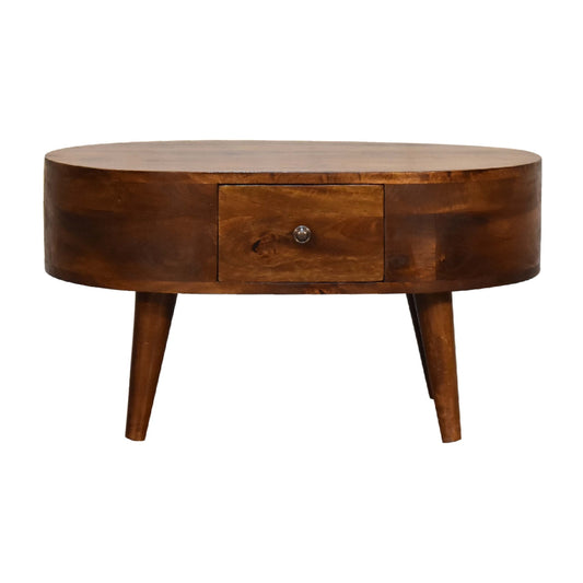 Solid Wood Mini Chestnut Rounded Coffee Table