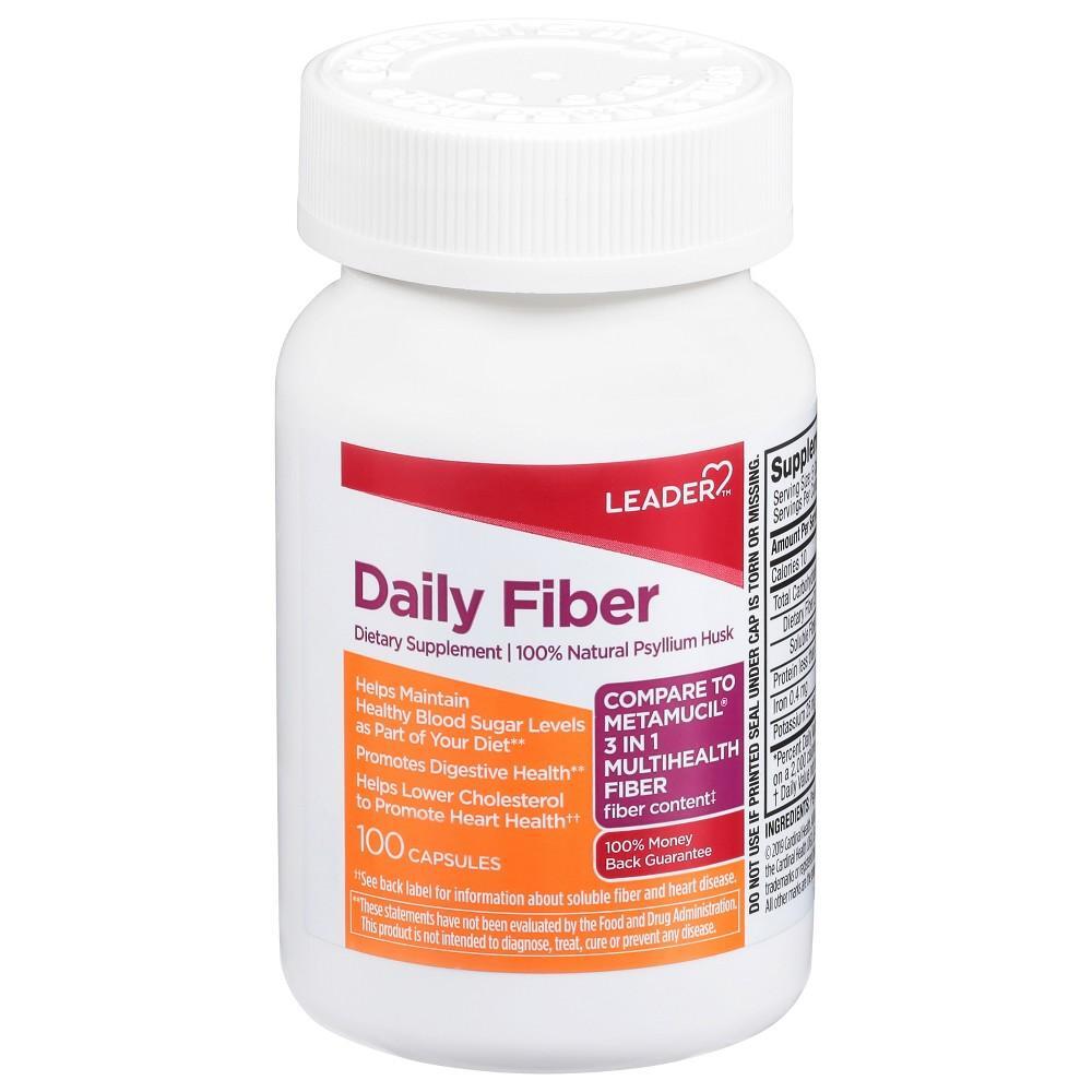 Leader Daily Fiber Dietary Supplement, 100 Capsules 096295135329
