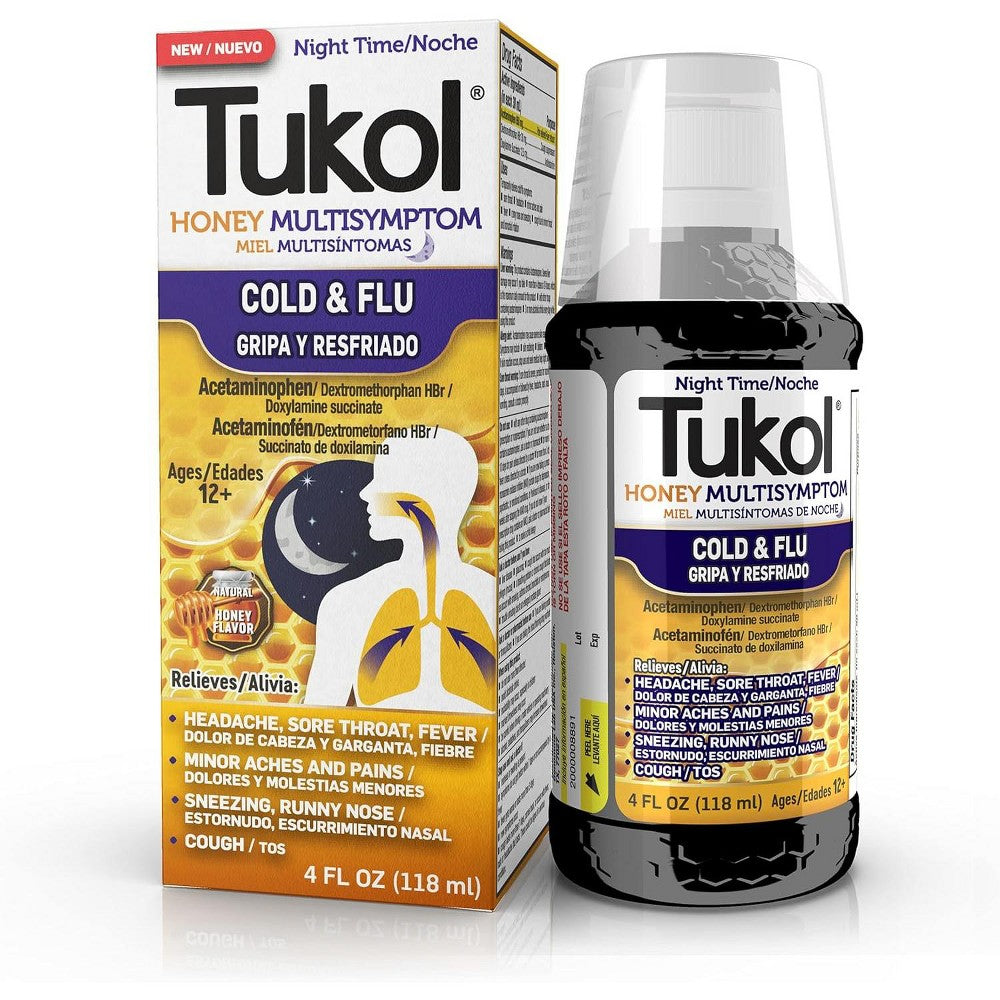 Tukol Night Time Multi Symptom Honey Flavored Cold & Flu 4 Oz