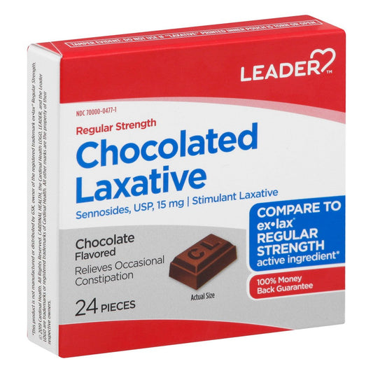 The Leader 15 Mg Regular Strength Chocolate Flavored Chocolated Laxative