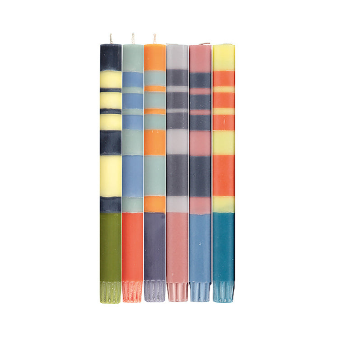 S/3 Mixed Pack of all 3 Stripes Dinner Candles