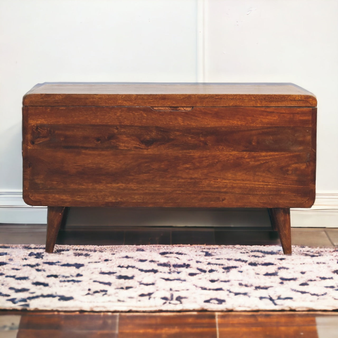 Solid Wood Curved Chestnut Blanket Box