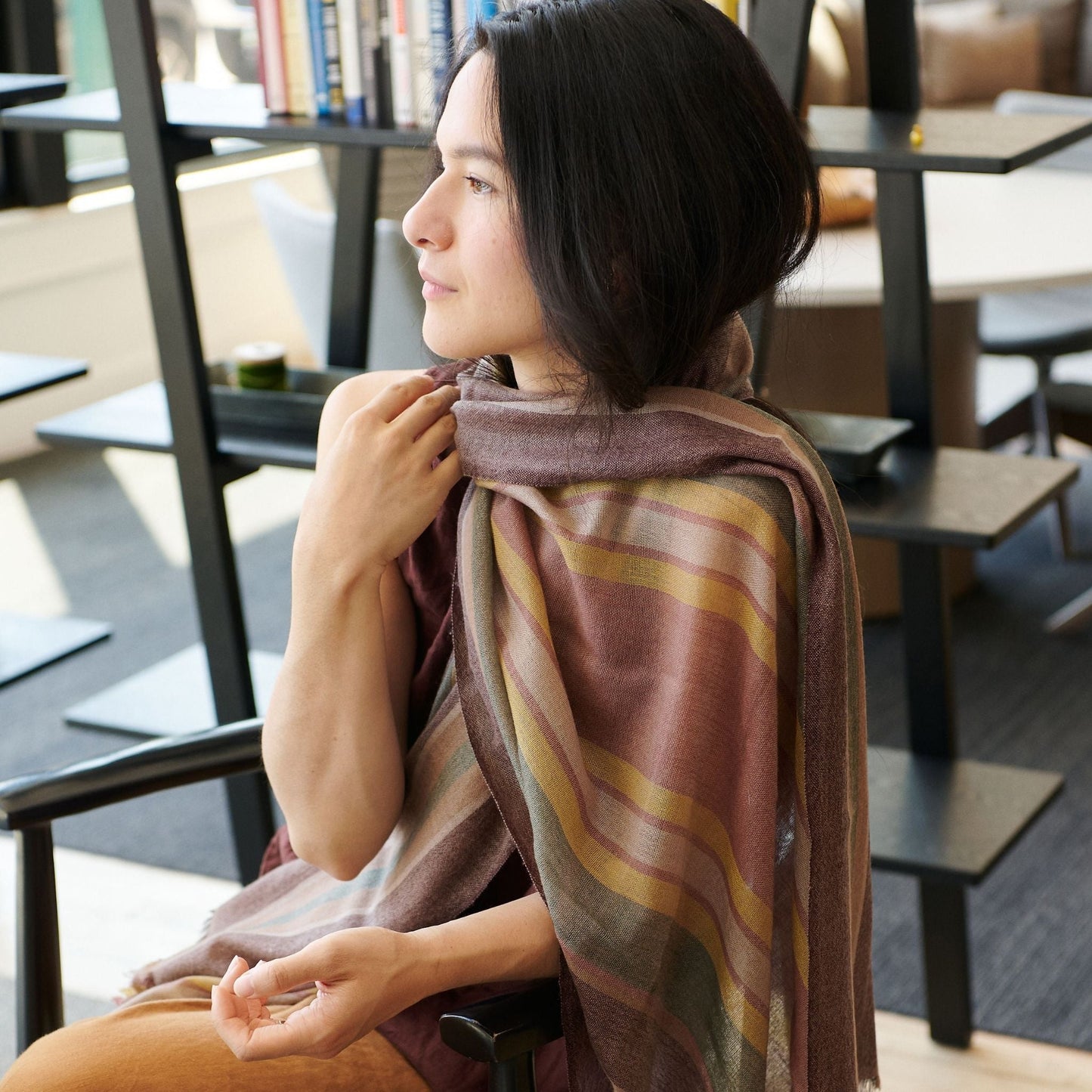 Barque Clay Modern Artisan Striped Soft Merino Handwoven Scarf