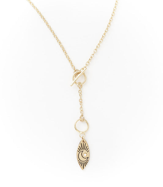 Ruchi Crescent Moon Charm Dainty Drop Lariat Necklace - Osadia Concept Store