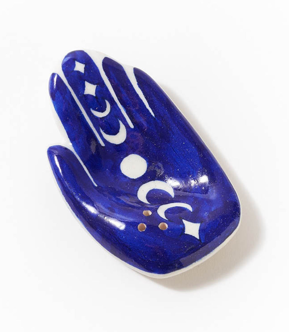 Jalini Hamsa Moon Phase Incense Holder Hand Painted Ceramic - Osadia Concept Store