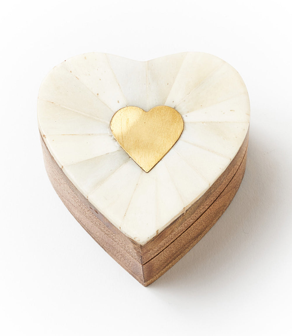 Mukhendu Heart Keepsake Box - Bone, Brass Inlay - Osadia Concept Store