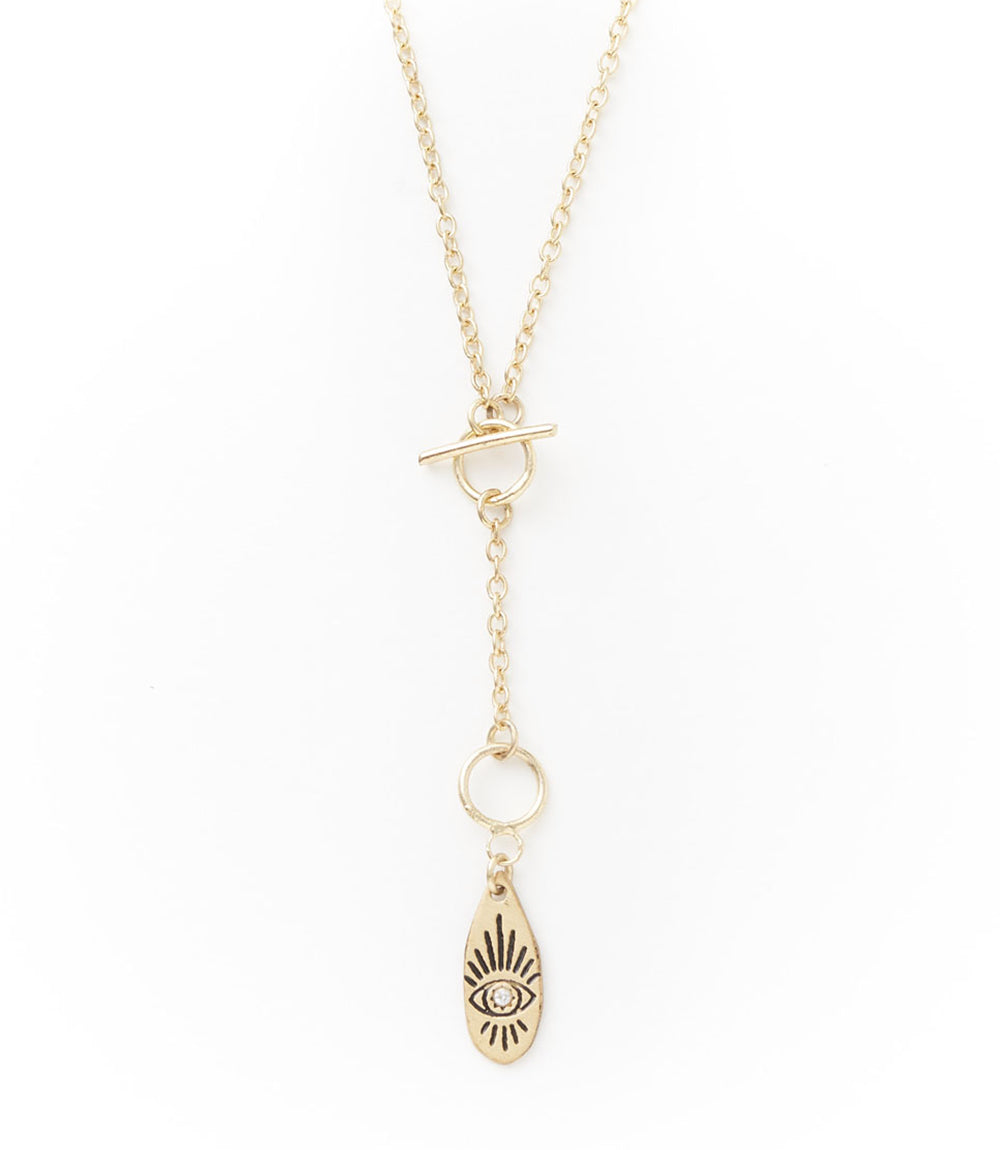 Ruchi Evil Eye Charm Dainty Drop Lariat Necklace - Osadia Concept Store