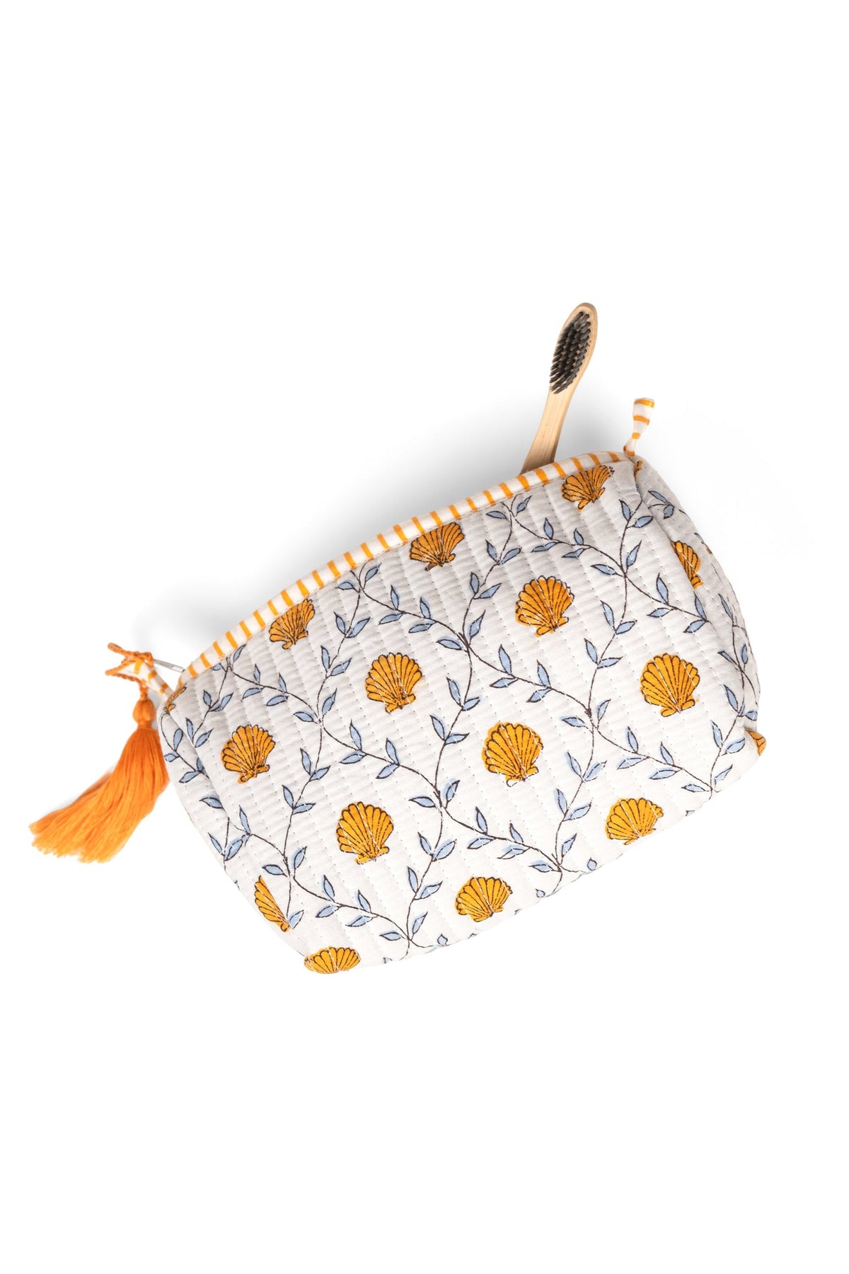 Seashell Blockprint Makeup Bag