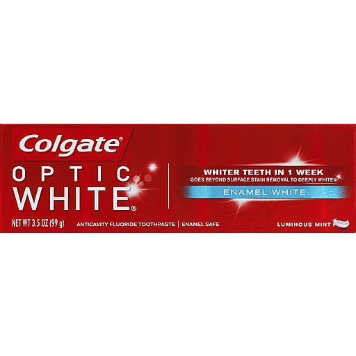 Colgate Optic White Toothpaste, Anticavity Fluoride, Enamel White, Luminous Mint