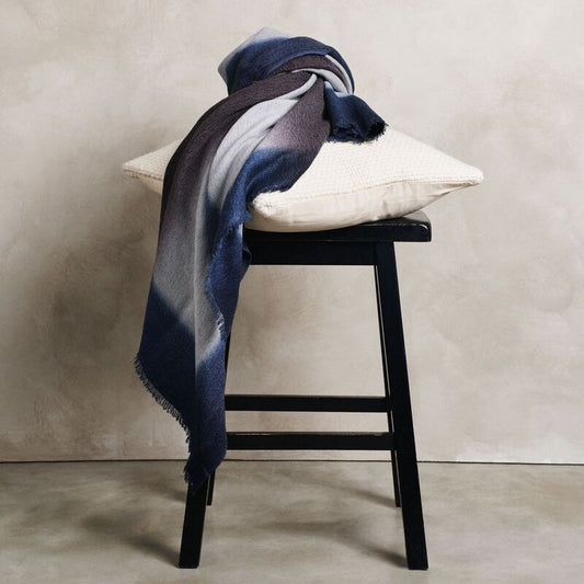 Moonstruck Blue Gray Handloom Handspun Merino Throw