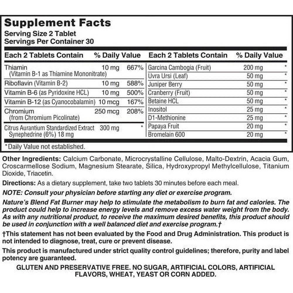 Nature's Blend Ultimate Fat Burner With Chromium Picolinate 60 Tabs