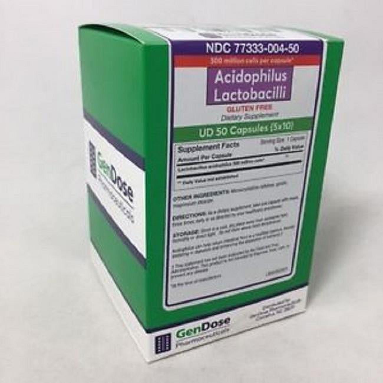 GenDose Pharmaceuticals Acidophilus Lactobacilli Capsules 50ct 377333004501A1934