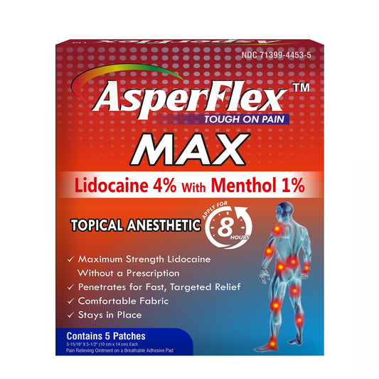 Akron Pharma Asperflex MAX Pain Relief Patch With Lidocaine 4% And Menthol 1