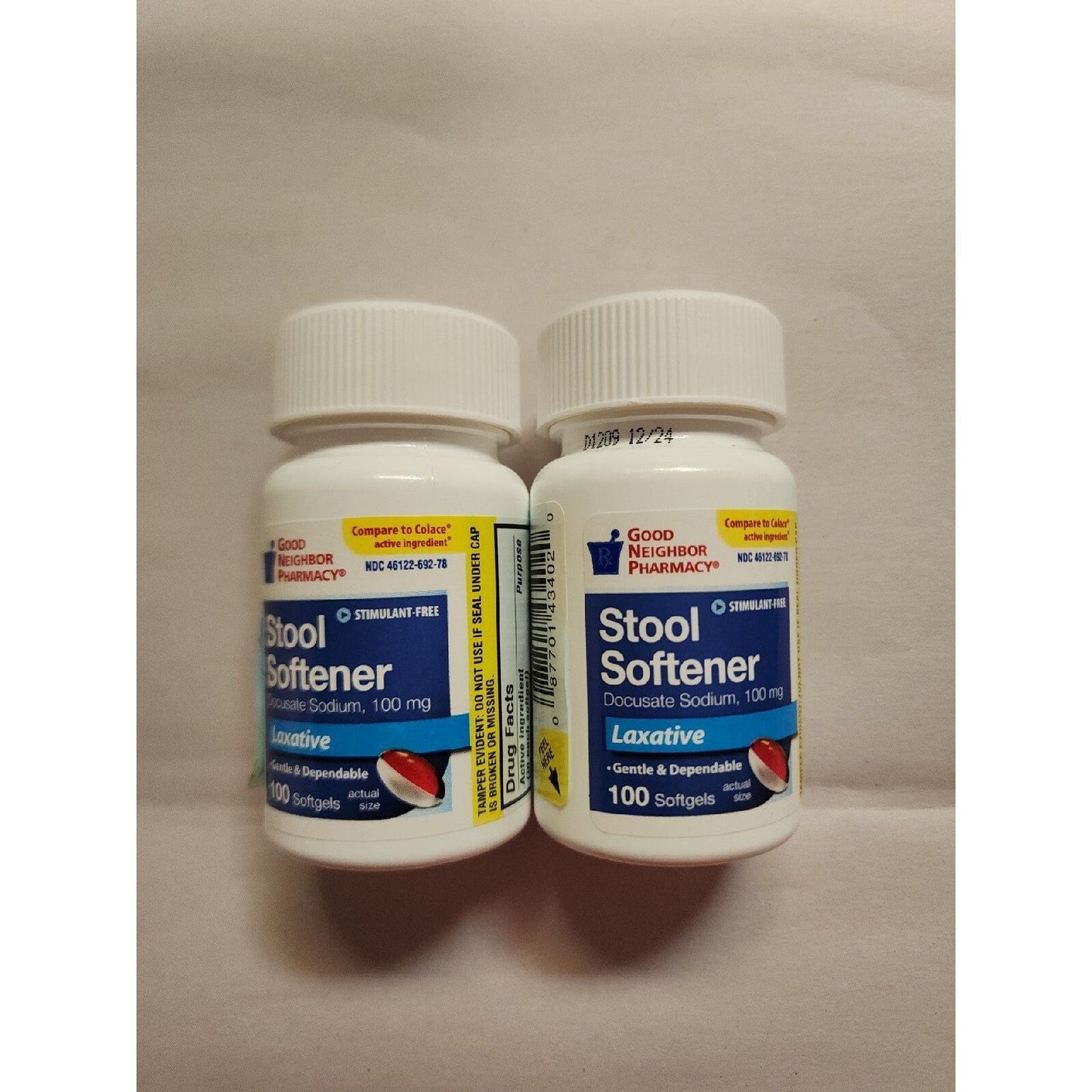 good Neighbor Pharmacy 2 GNP Stool Softener 100mg 100 Softgels