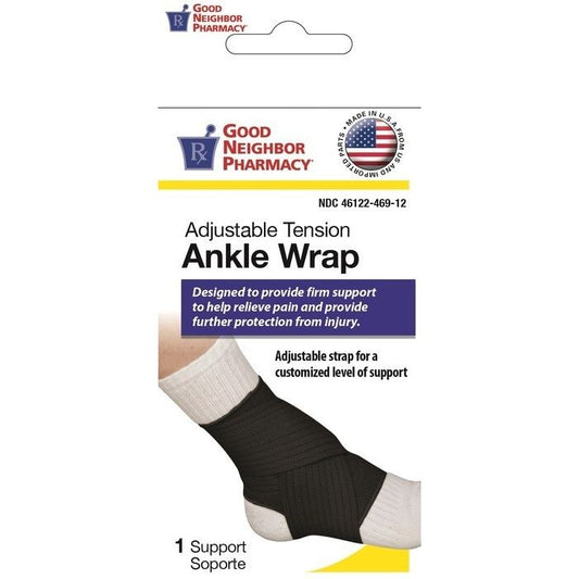 Good Neighbor Pharmacy Adjustable Tension Ankle Wrap Black Large 1ct