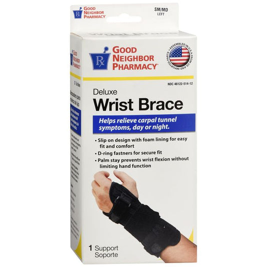Good Neighbor Pharmacy GNP Wrist Brace Deluxe Stabilizer Left Black S/M