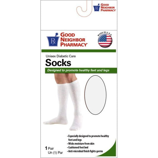Good Neighbor Pharmacy Diabetic Over Calf Sock 8-15mmHg White XL