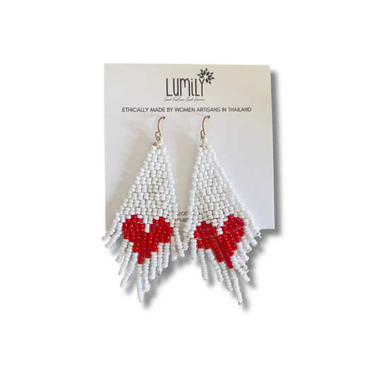 Heartfelt Valentine's Day Seed Bead Earrings - Thailand