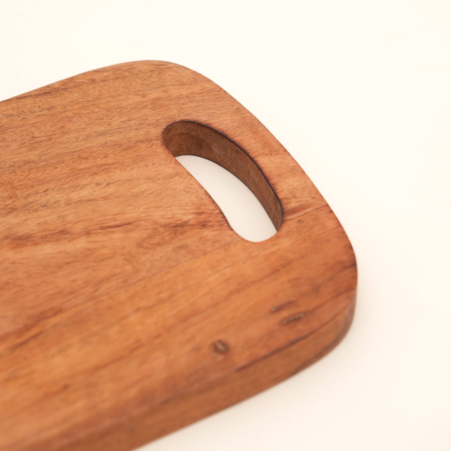 Handmade Acacia Wood Cutting Board with Handle, 7.75x12"