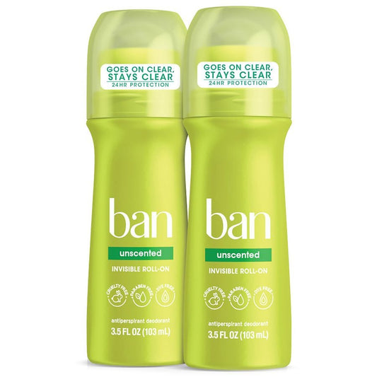 Ban Roll-On Antiperspirant Deodorant, Unscented 3.5 Oz