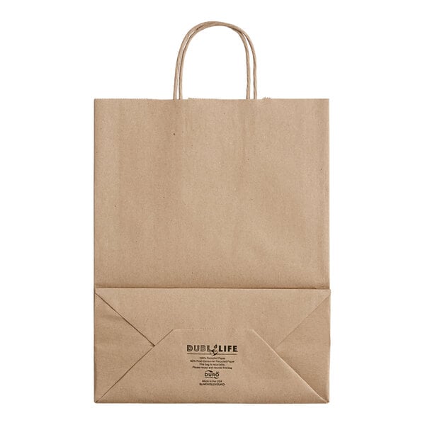 Duro Missy 60# Recycled Kraft Paper Shopping Bag with Handles (QTY 250), SKU 87124