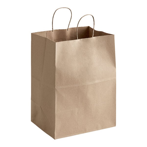 Duro 12in x 9in x 15.75in Regal Kraft Paper Shopping Bag with Handles (QTY 200), SKU 87415