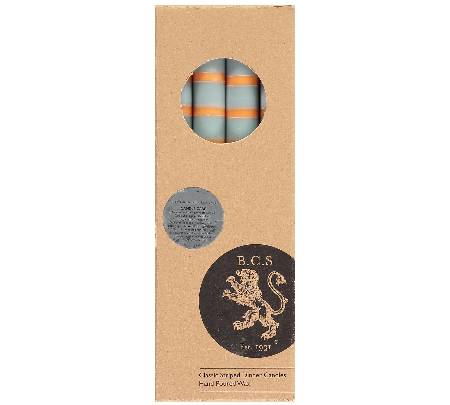 S/4 Striped Gunmetal, Opaline & Marigold Dinner Candles