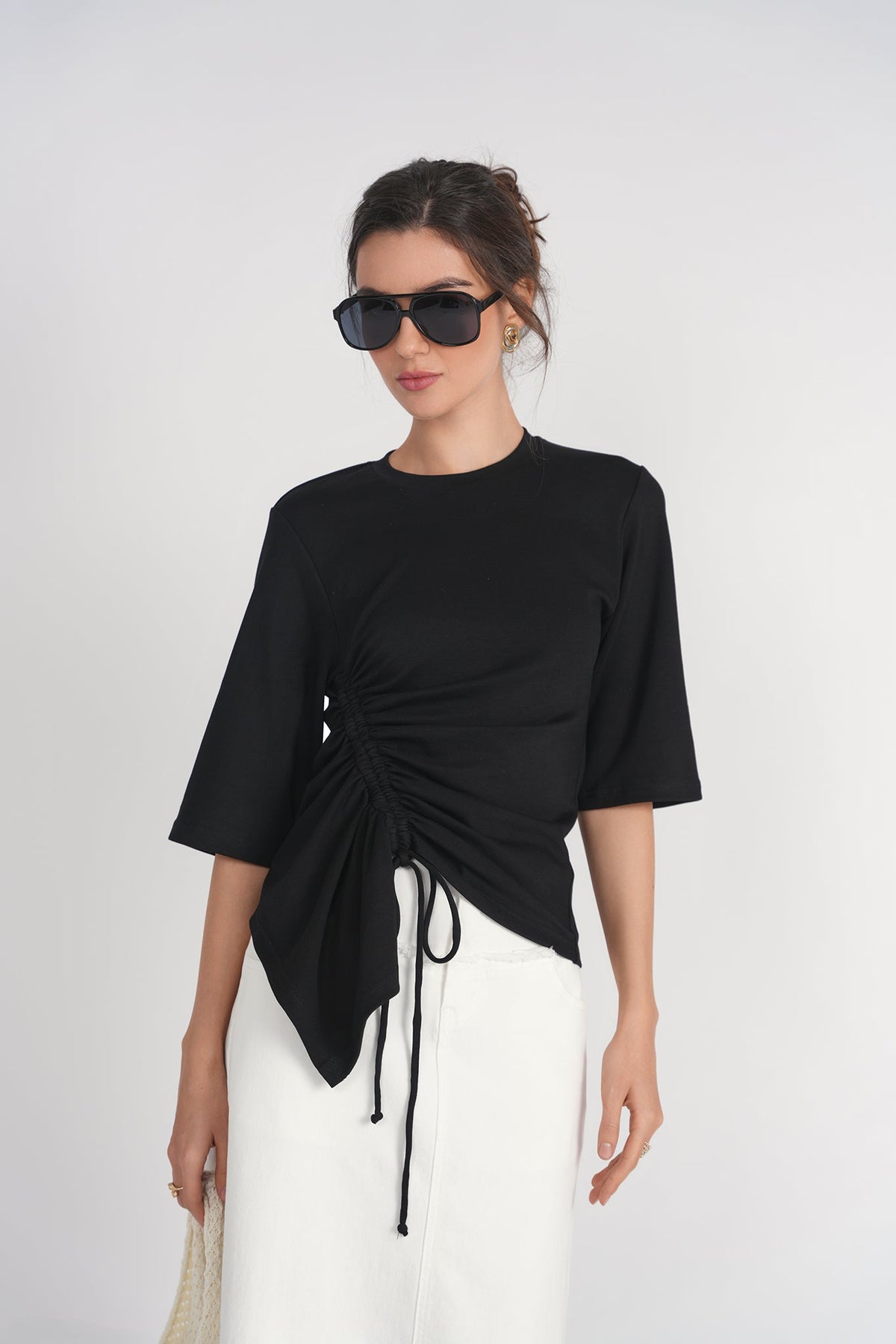 Drawstring Tee- Black