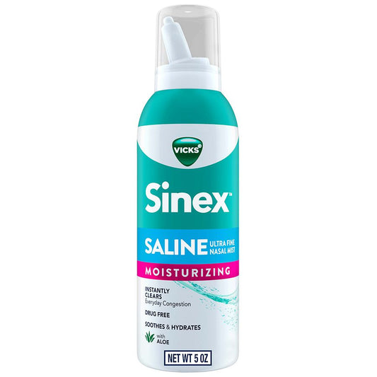 Vicks Sinex Saline Ultra Fine Nasal Mist Spray With Aloe, 5 Oz