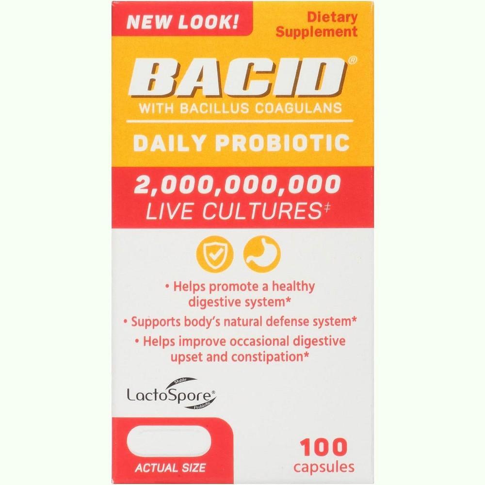 Bacid Capsules White Bacillus Coagulans Daily Probiotic 100