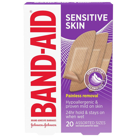 Band-Aid Brand Adhesive Bandages For Sensitive Skin, Assorted Sizes