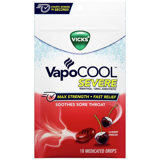 Vicks Medicated Drops, Max Strength, Severe, Cherry Freeze
