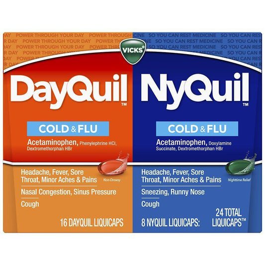 Vicks Dayquil Nyquil Cold & Flu Relief Combo Pack, Liquicaps