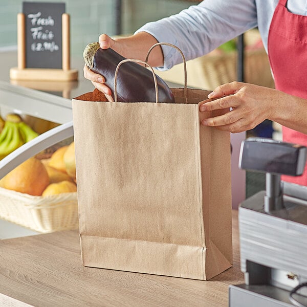 Duro Missy 60# Recycled Kraft Paper Shopping Bag with Handles (QTY 250), SKU 87124