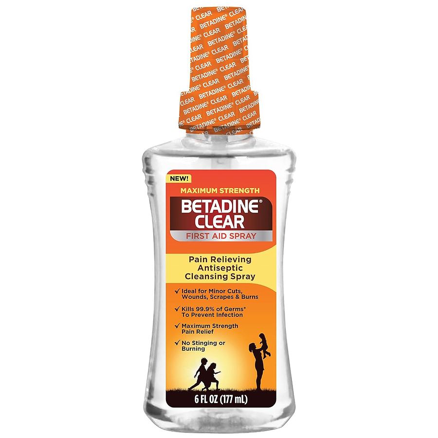 Betadine Clear First Aid Spray, Maximum Strength - 6 Fluid Ounce