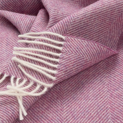 Southampton Home Shetland Lambswool Herringbone Throw – Petal Pink | Woven in England