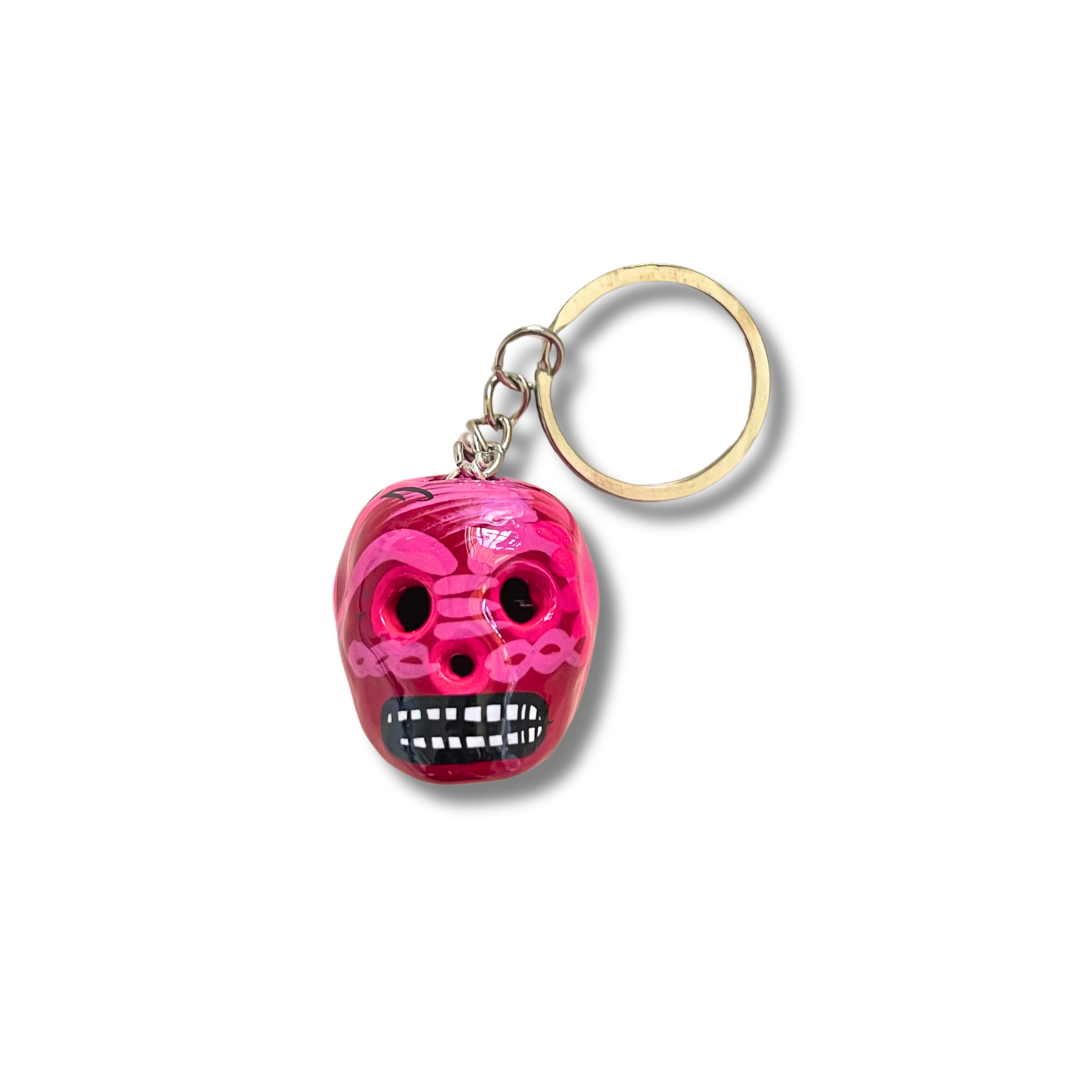 Hand-Painted Mini Sugar Skull Floral Keychain - Mexico - Osadia Concept Store
