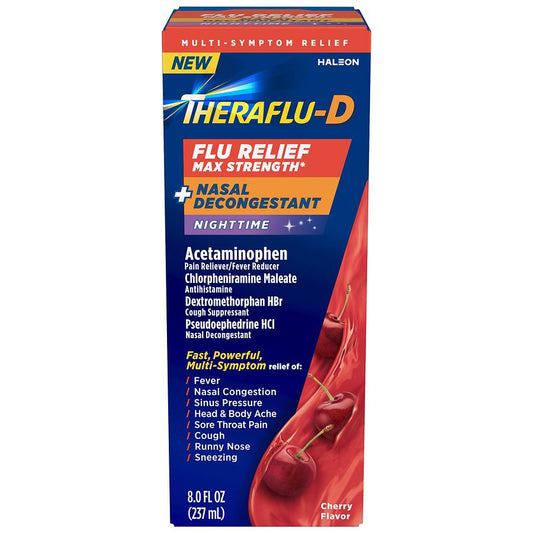 TheraFlu-D Flu Relief Max Strength Night Time Syrup Cherry