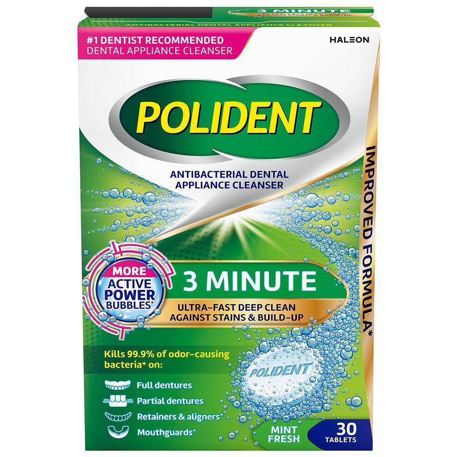 Polident Antibacterial Dental Appliance Cleanser, Mint Fresh, Tablets