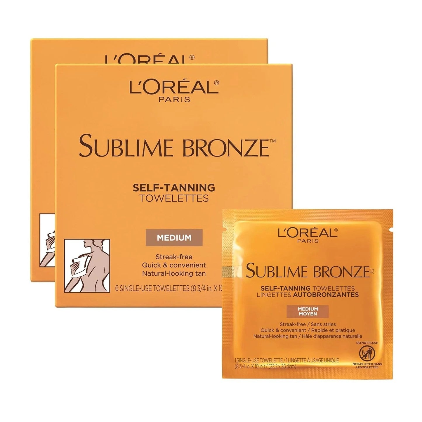 L'Oreal Paris Sublime Bronze Self-Tanning Towelettes Medium Natural Tan 6ct