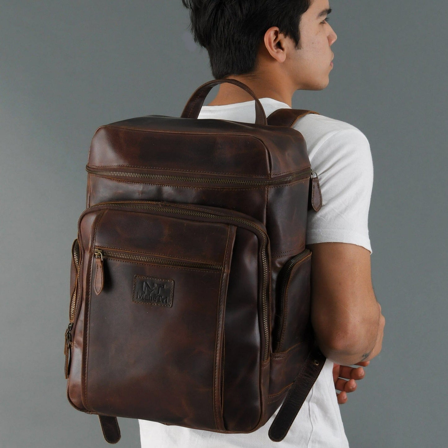 Alpha Brown Buffalo Leather Travel Backpack - Osadia Concept Store