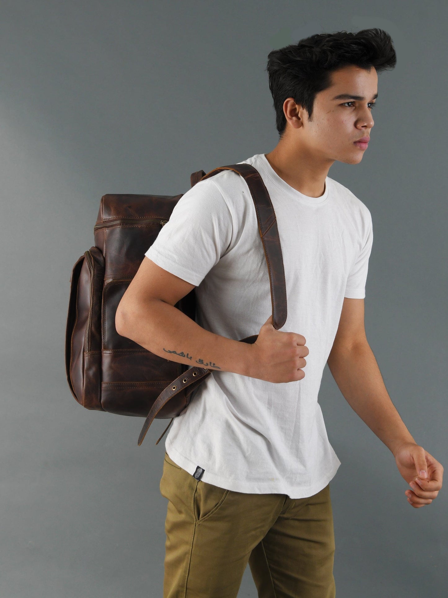 Alpha Brown Buffalo Leather Travel Backpack - Osadia Concept Store