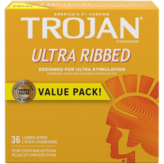 Trojan Ultra Ribbed Lubricated Latex Condoms Value Pack