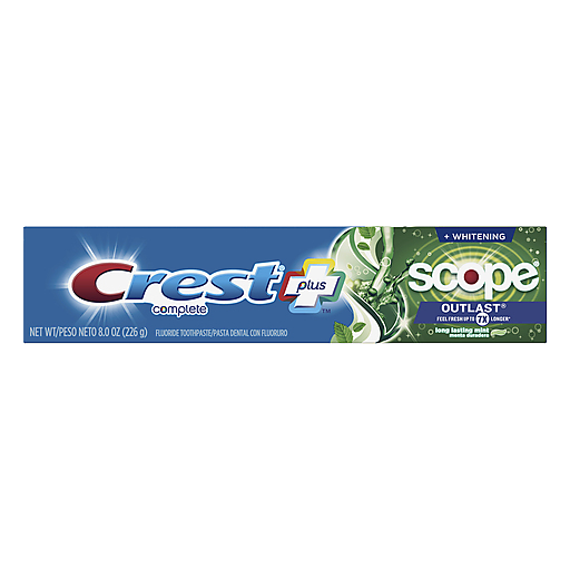 Crest Complete Plus Scope Toothpaste, Fluoride, Whitening, Outlast, Long Lasting Mint