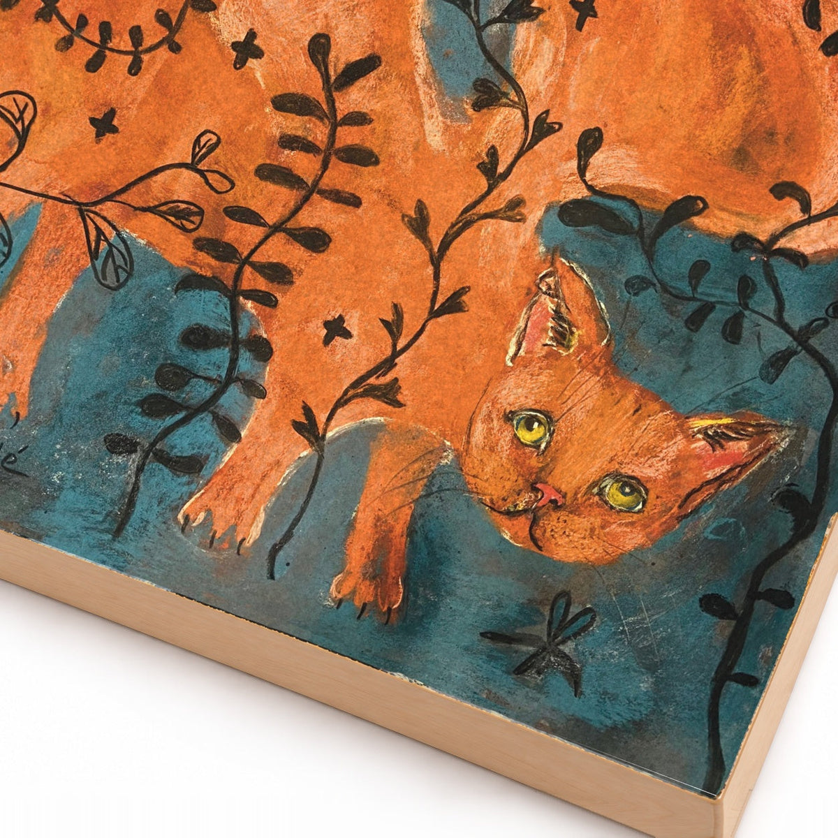 Dragonfly Cat: Winged Orange Cat Whimsical Pastel Art Print on Board