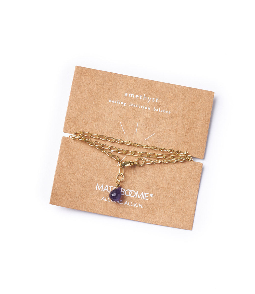 Indali Amethyst Gemstone Drop Necklace - Purple, Semi Precious - Osadia Concept Store
