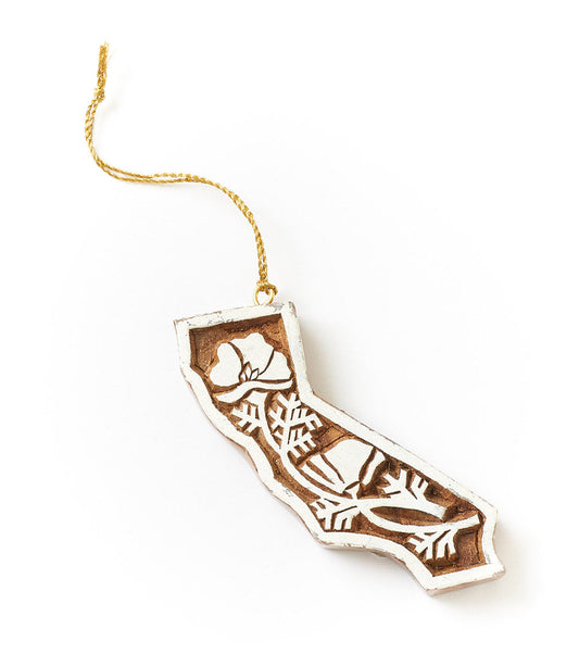 California Poppy Ornament - Hand Carved State Flower - Osadia Concept Store