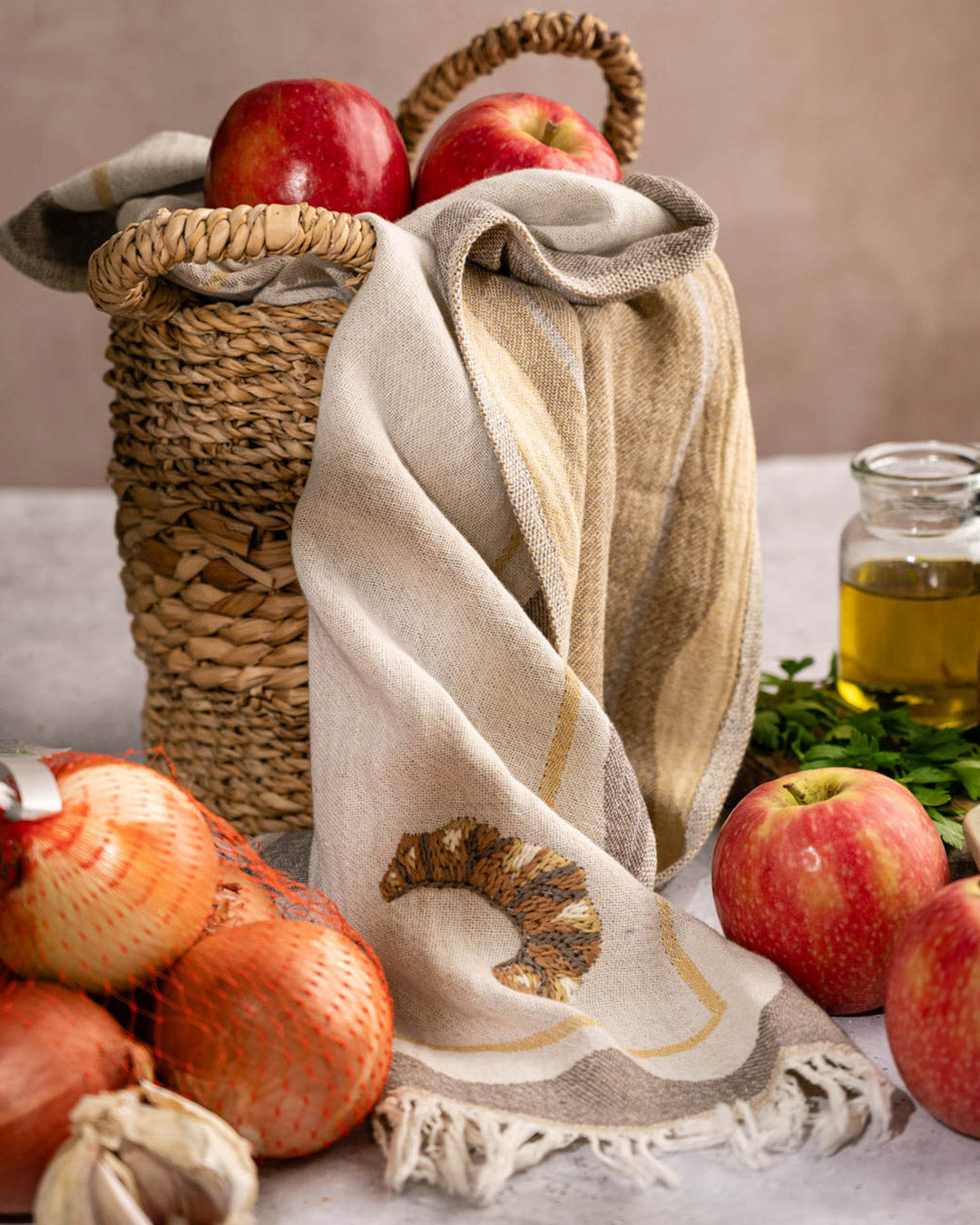 Croissant Hand-Stitched Kitchen Towel Set