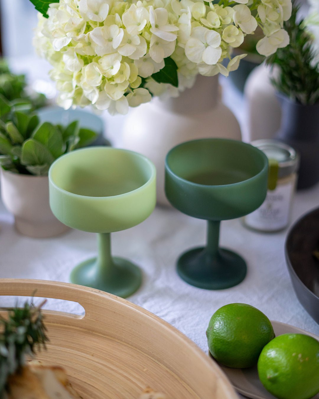 sage + olive | mecc | silicone unbreakable cocktail glasses